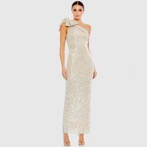 MAC DUGGAL SEQUINED BOW DRESS